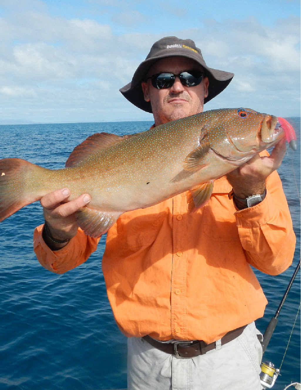 CLASSIC CATCH: Thommo with a nice trout caught on a small plastic. CLASSIC CATCH: Thommo with a nice trout caught on a small plastic.
